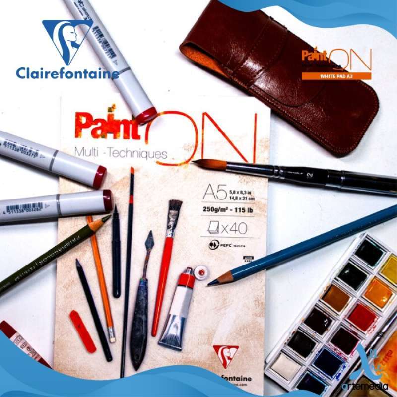 Clairefontaine Paint'On Mixed Media Pad 50 Sheets 17.6x25cm 250gsm Acid-Free For Acrylic Watercolor Ink - View #4
