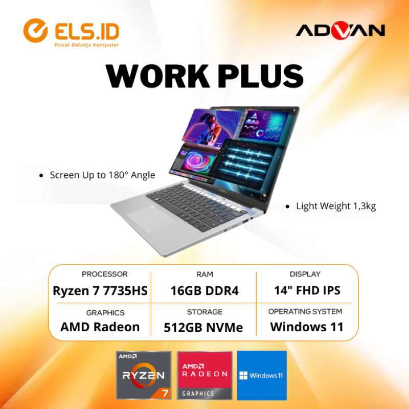Promo Advan Work Plus Ryzen 7 7735hs 16gb Ssd 512gb 14 Fhd Ips W11 ...