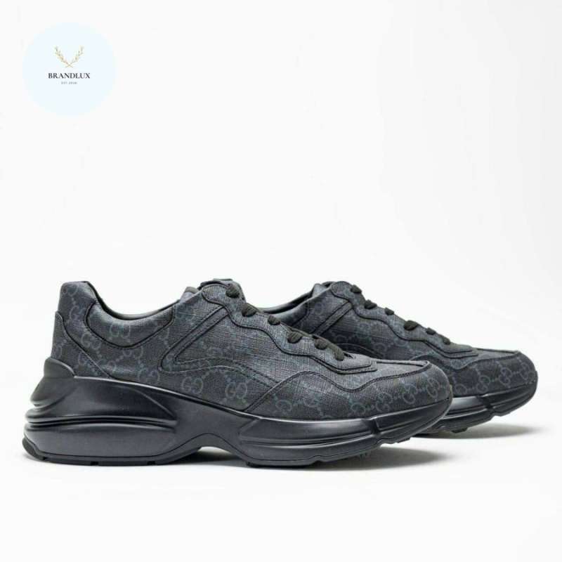 Gucci GG Supreme Canvas Rhyton Sneaker Black 100% Authentic