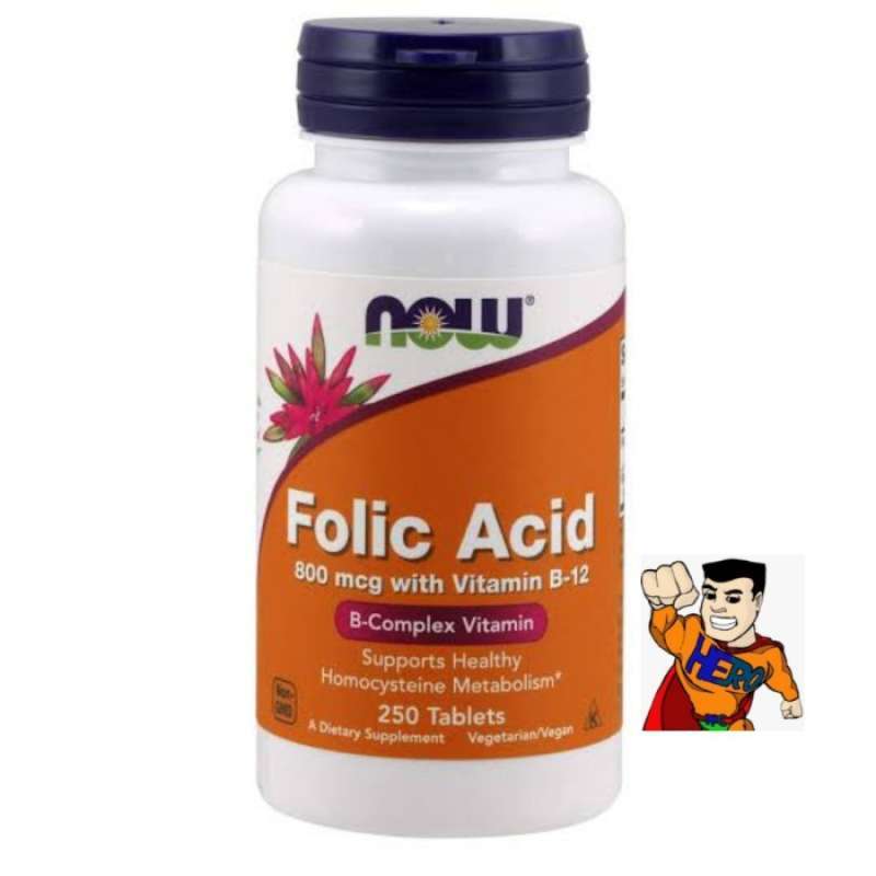 Promo Now foods folic acid vitamin B complex & vitamin B12 isi 250