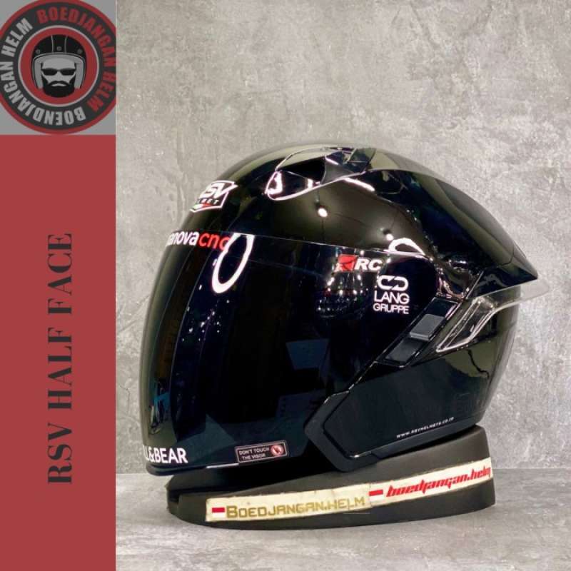 Promo Rsv Helm Sv300 Solid Black Glossy Double Visor Half Face