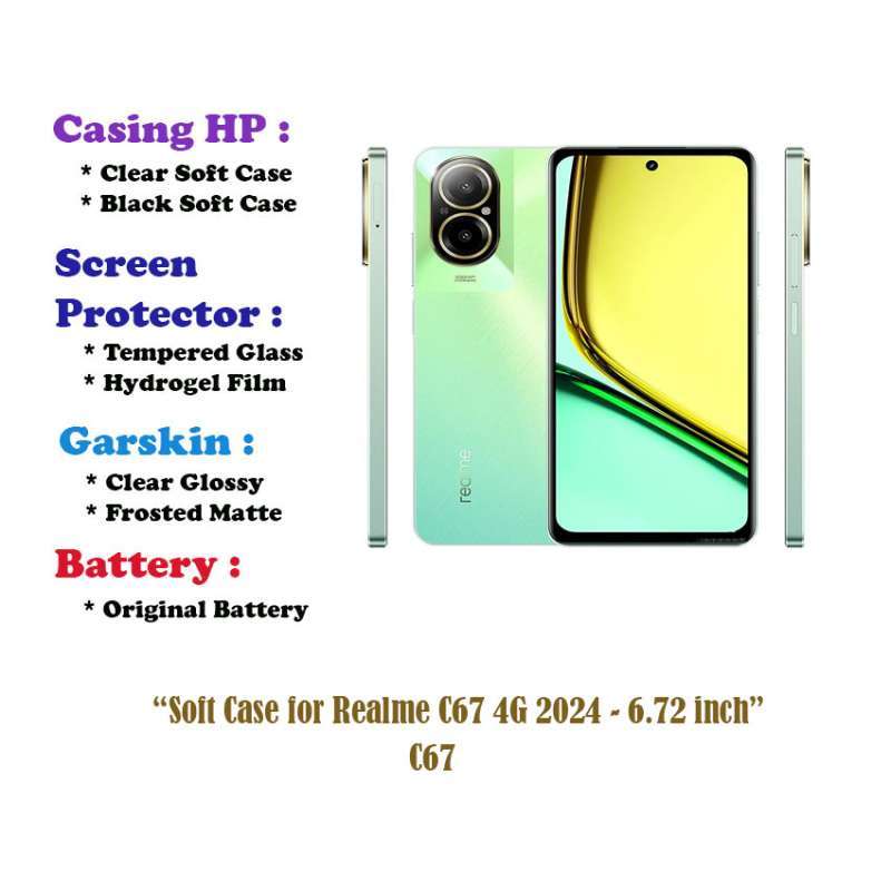 KUSINHOKA Cover per Realme C67 4G + [2 Pezzi] Pellicola Vetro