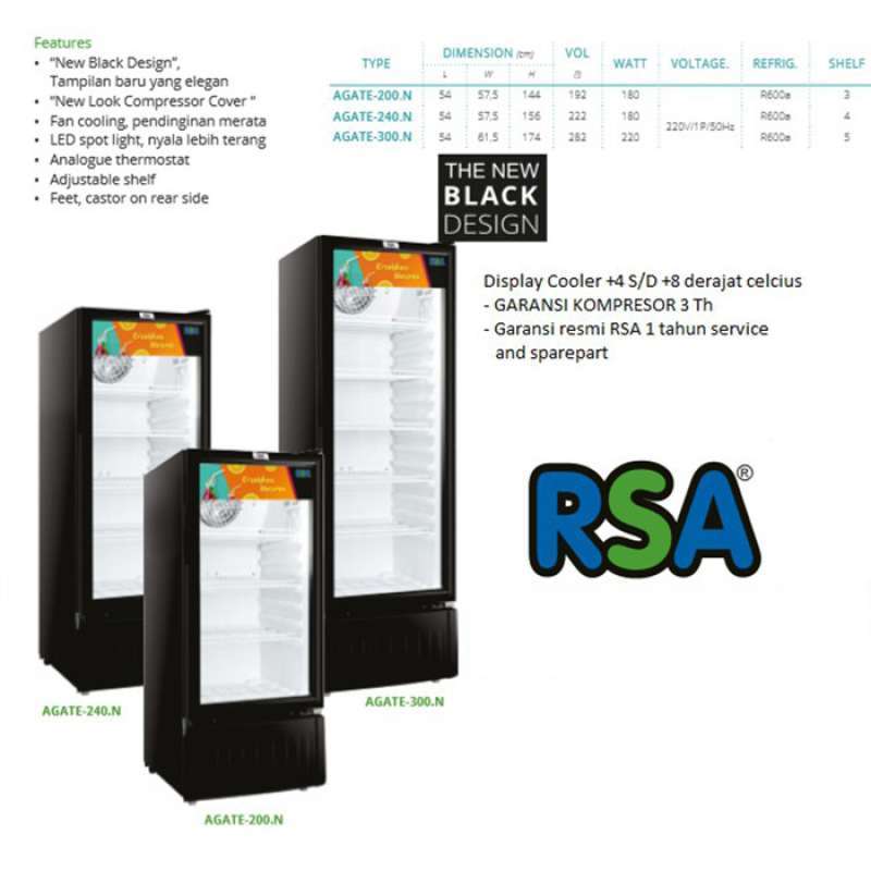 Jual Showcase Rsa Agate 300 Agate-300 282l [5 Rak] Di Seller Magictech ...