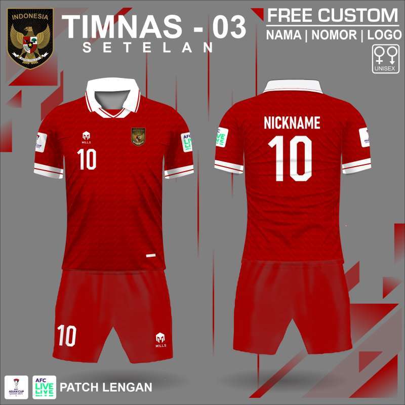 Promo Set baju celana bola timnas indonesia jersey piala asia 2023 2024