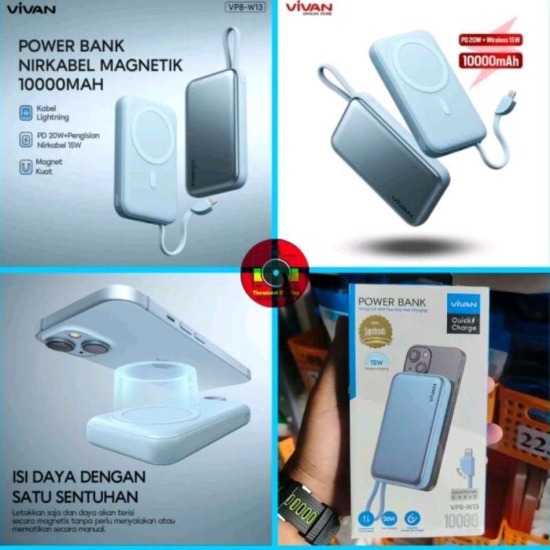 Powerbank Vivan VPB-W13 10000Mah wireless charging Magnetic PD 20W VPBW13