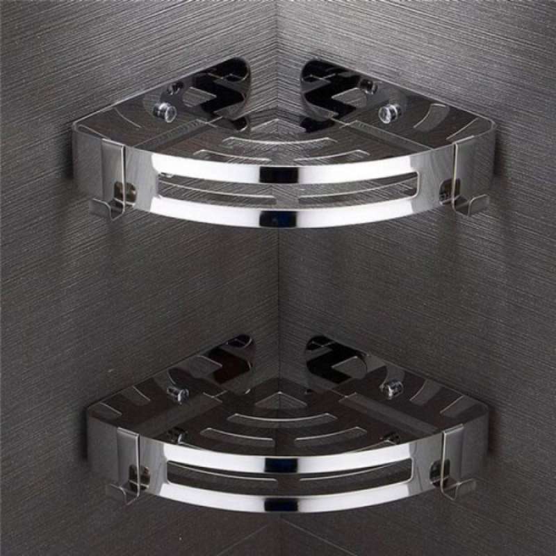 Jual Rak Kamar Mandi Sudut Stainless Susun Tempel Dinding Minimalis - 1 ...
