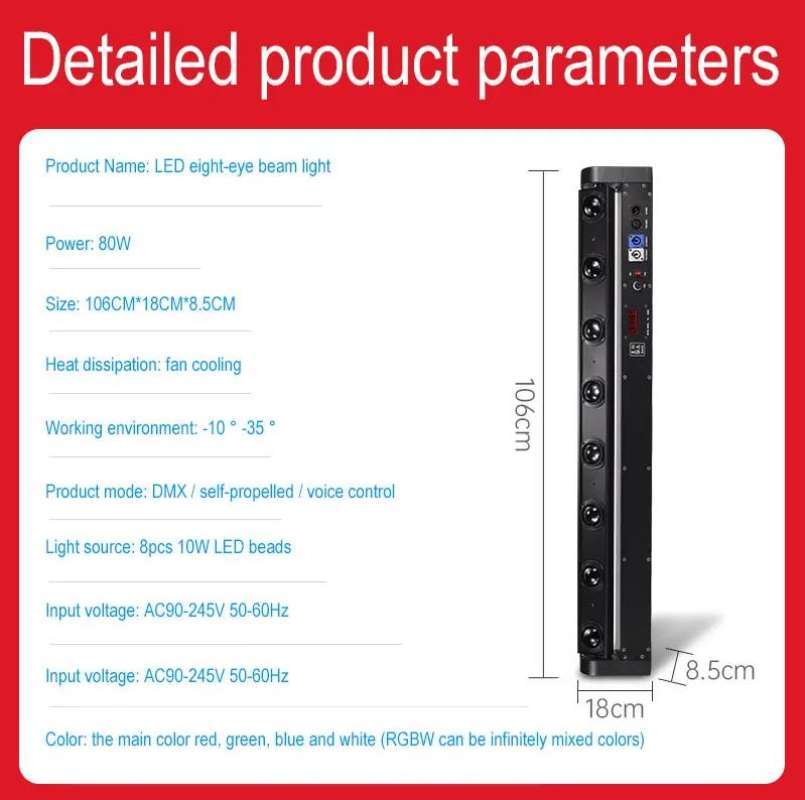 Promo moving head Rotation LED Light LED moving beam bar 8*10W Audio ...