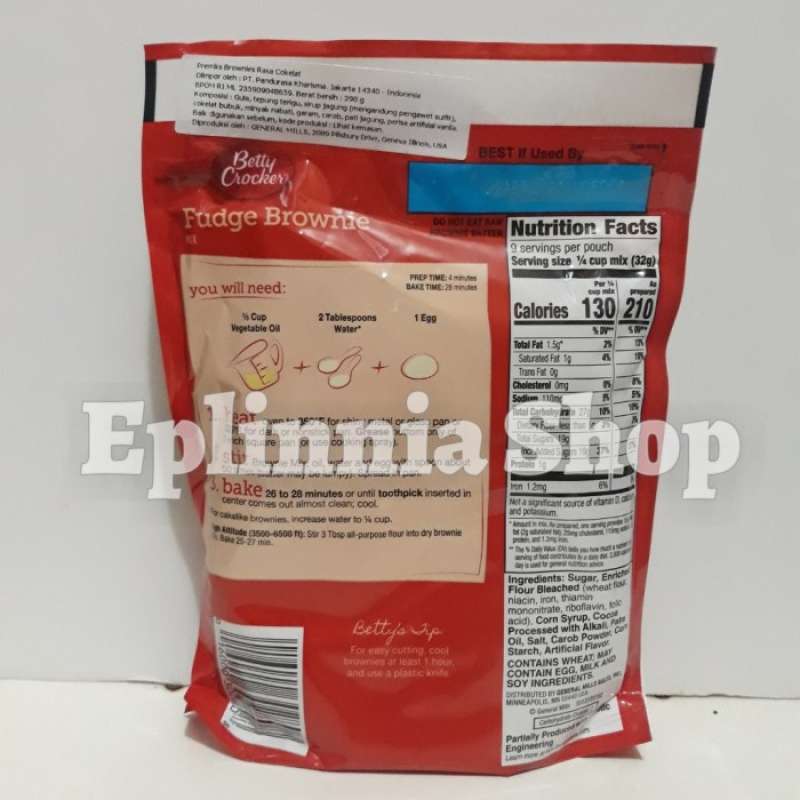 Promo Betty Crocker Fudge Brownie Mix 290 gr Brownies Made With Dutch