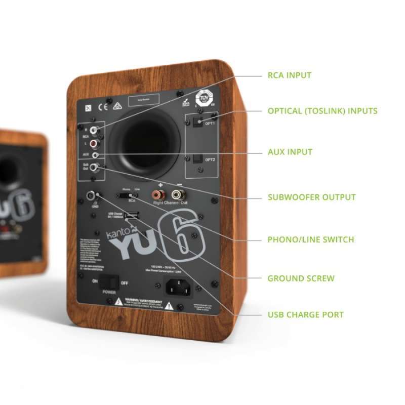 Promo Sale Kanto Yu6 Yu 6 Powered Bookshelf Speaker W/ Phono Pre Amp