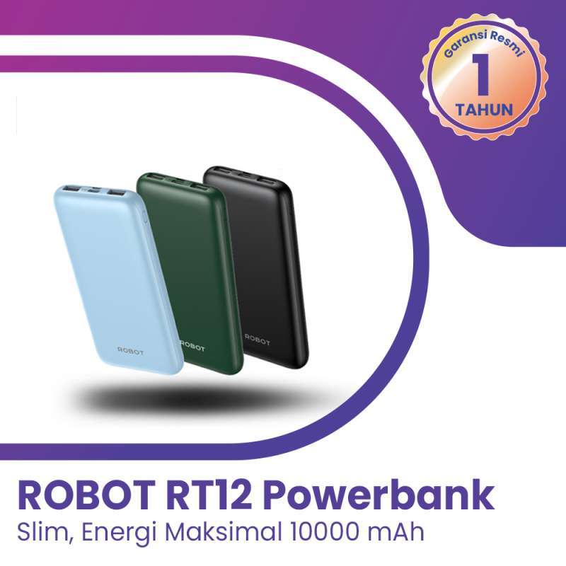 Jual Robot Powerbank Rt12 Desain Slim, Energi Maksimal 10000 Mah Di