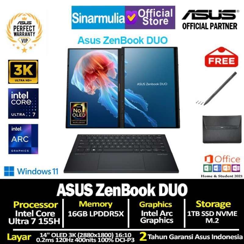Promo Asus Zenbook Duo Ux8406ma Intel Ultra 7 155h 1tb Ssd 16gb Oled ...