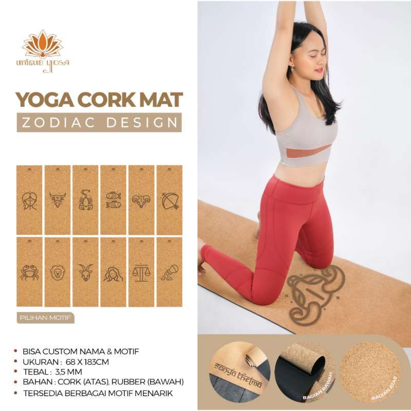 VERISH Matras Yoga Natural Cork Yoga Mat Cork Cork Mat Yoga Strap  Matras Tali Matras Yoga Dompet Yoga Matras Yoga Commuter Yoga