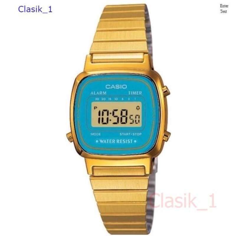 Casio Original LA670WGA 2DF Retro Emas Tone Digital Ladies Watches