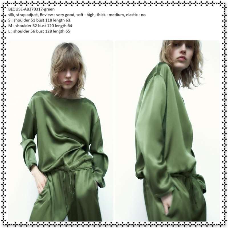 Jual Ab370317 Baju Atasan Silk Blouse Wanita Lengan Panjang Korea