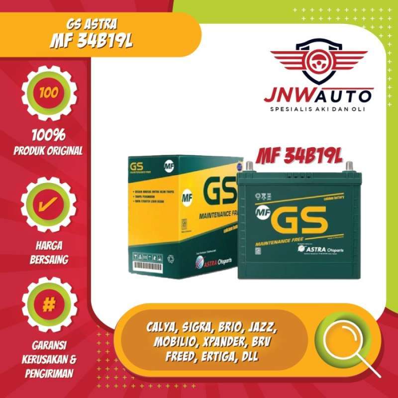 Promo Terbaik Aki Gs Astra Mf 34b19l Mobil Calya, Sigra,, Brio, Mobilio