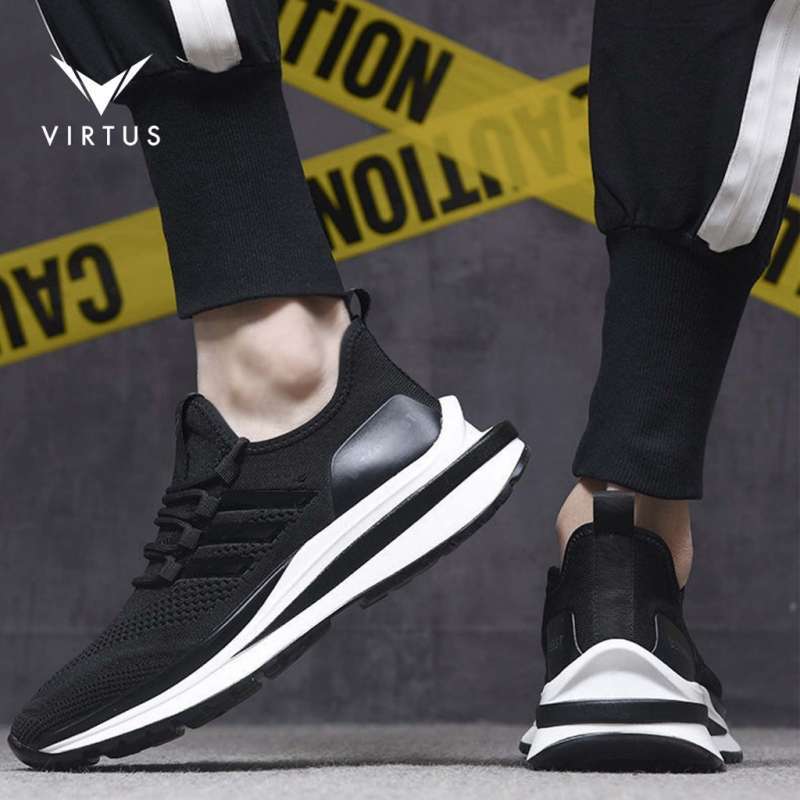 Promo Wlfs Wear 39 - 44 Omega Black Hitam Putih White - Sepatu Sneakers ...