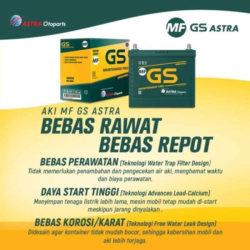 Promo Aki Mobil Taruna Gs Mf Astra Ns60 12v / 45ah (aki Kering) Sale