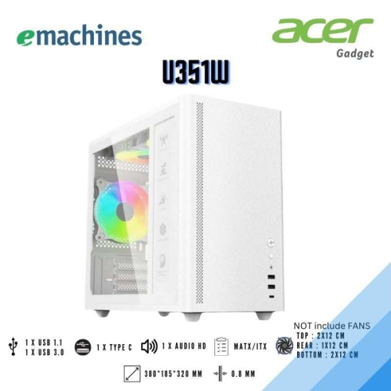 Casing PC Acer Emachine Gadget U351W U351B m Atx White BLACK U351
