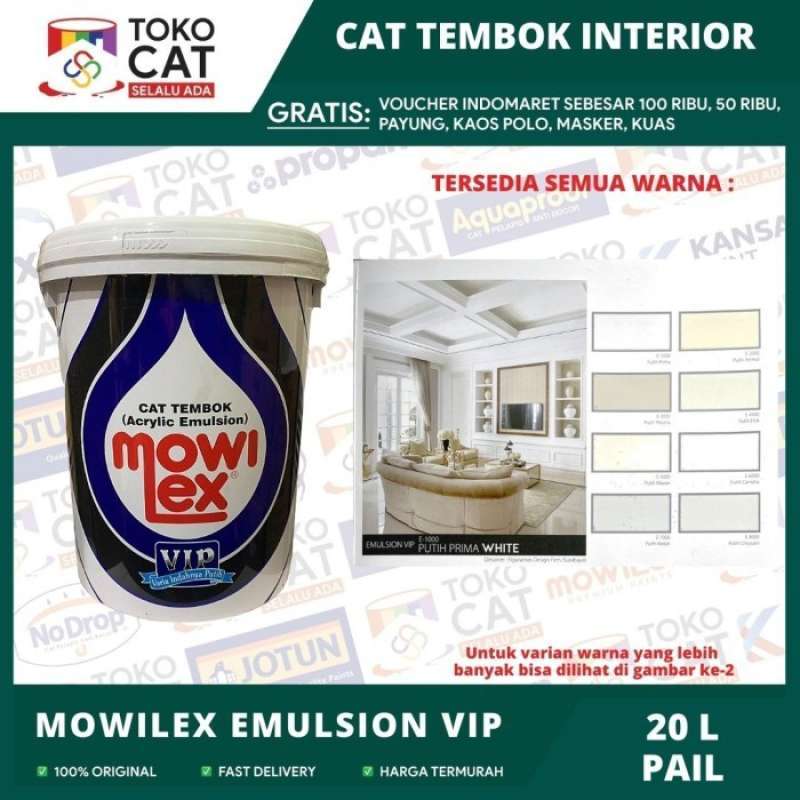 Prima Emulsion Promo Cat Tembok Mowilex Emulsion Vip Putih Prima E1000 / Warna 20l ...