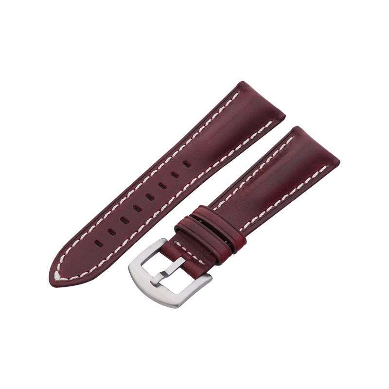 Tali Strap Jam Tangan Martini C187009-22X18 22mm Maroon Leather Silver  Buckle