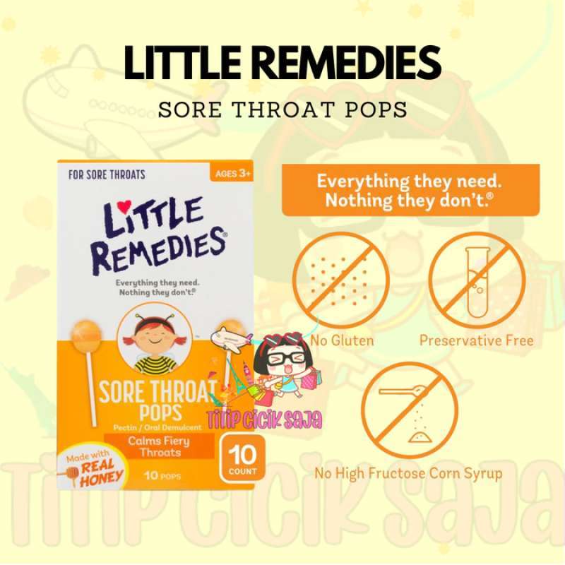 Promo Little Remedies Sore Throat Pops Made With Real Honey Diskon 23 Di Seller Anjangsana