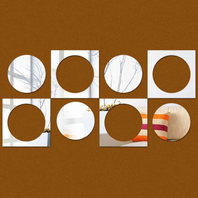 Jual Stiker Dinding Cermin Persegi Bulat / Dekorasi Hiasan Cermin