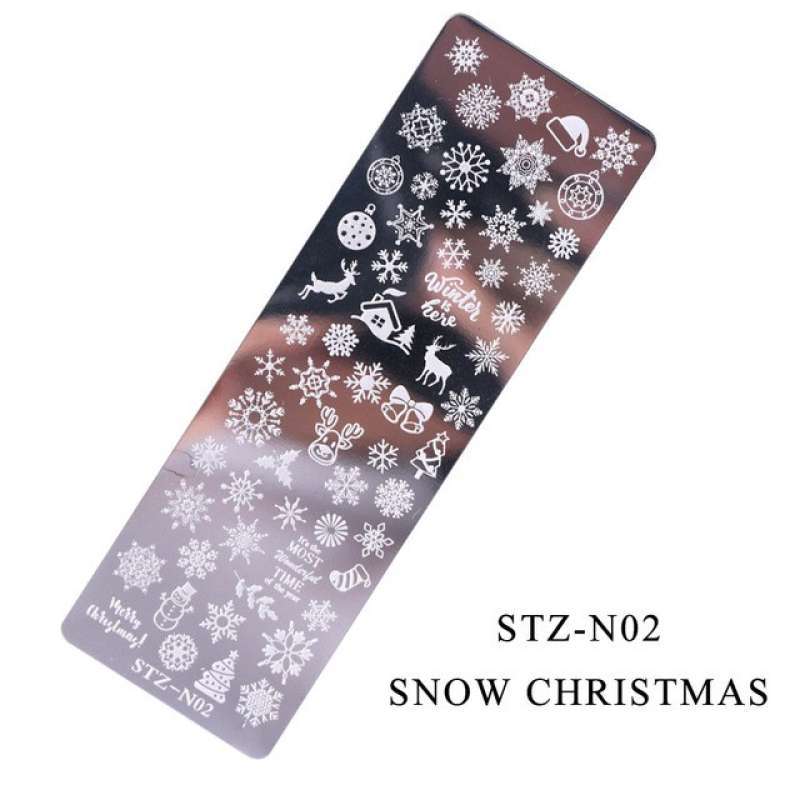 JSRQT 6 Stück Weihnachts-Nagelstempelplatten Set – Mit Schneeflocken, Weihnachtsbaum, Elch & Mehr