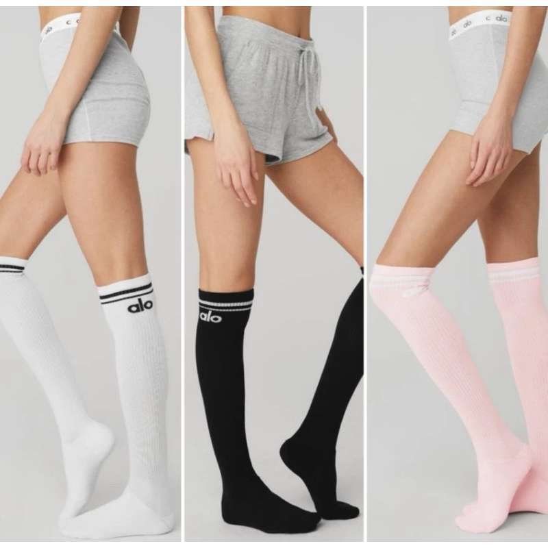 Jual Alo Yoga Women's Kneehigh Throwback Barre Sock. Noslip Grips