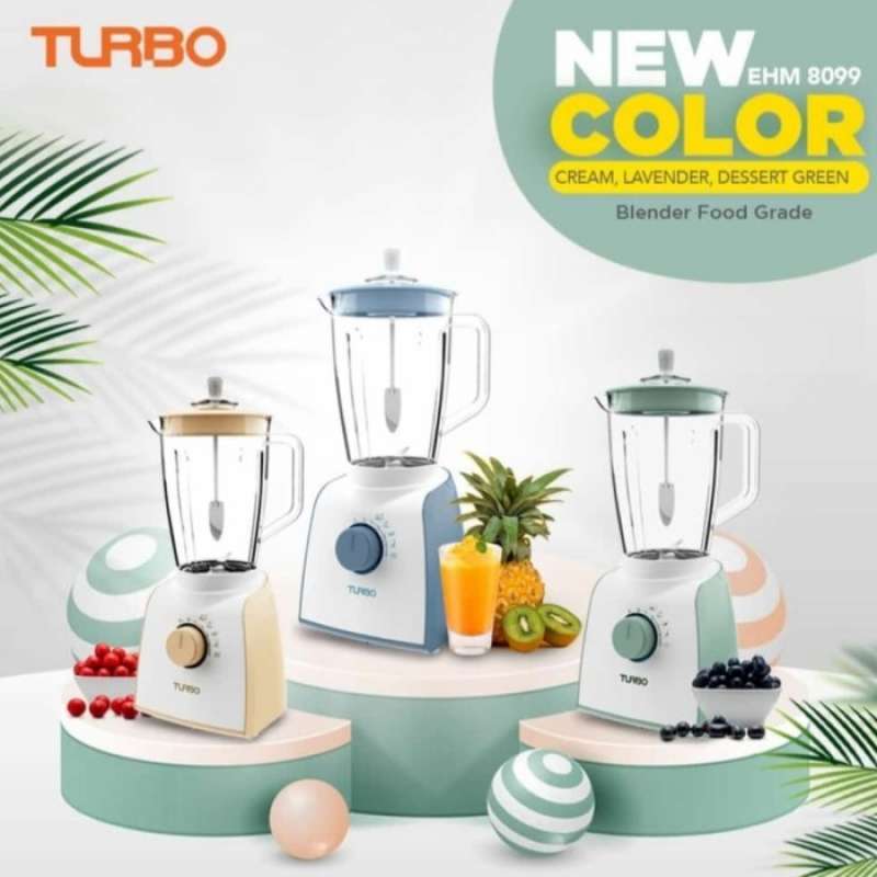 Promo Blender Plastik Turbo 2l Ehm 8099 New Colour - Garansi Resmi 3