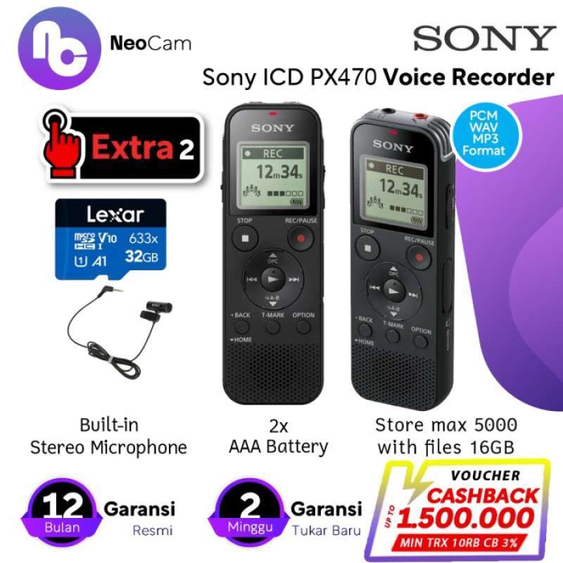 Promo Sony Icd Px470 Digital Voice Recorder / Px 470 Perekam Suara ...