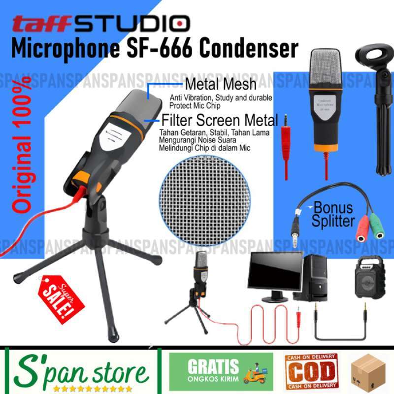 Promo Mic Sf 666 Condenser Lengkap Dengan Stand Dan Splitter Trrs ...