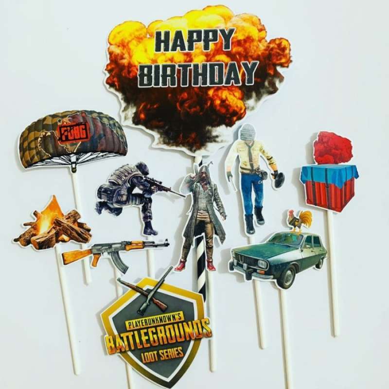 Promo Pubg Batll3ground Topper Cake Birthday/hiasan Kue Ulang Tahun