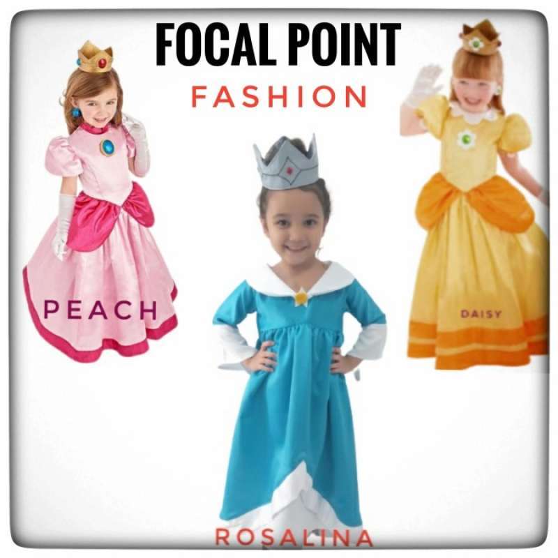 Jual Kostum Princess Peach Daisy Rosalina Super Mario Bros Game Costume ...