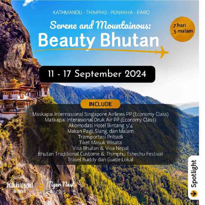 Jual Dp Ii Trip Bhutan September 2024 Di Seller Lelungan Travel - Kebon