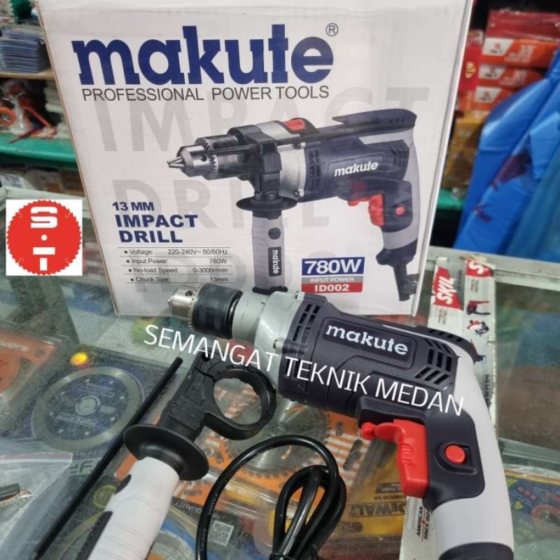 ID002 MESIN BOR LISTRIK TEMBOK BESI IMPACT DRILL 13MM MAKUTE ID 002