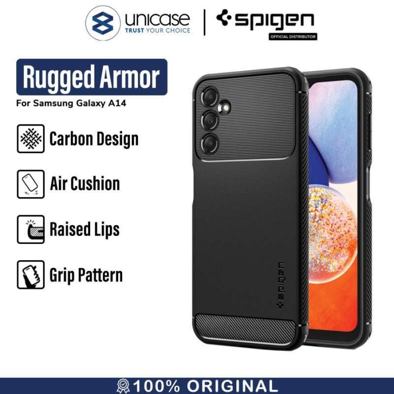 Case Samsung Galaxy A14 5G Spigen Rugged Armor Carbon TPU Soft Casing