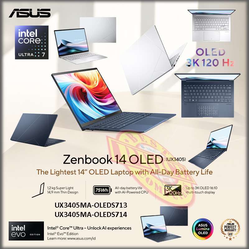 Jual Asus Zenbook 14 Oled Ux3405ma-oleds713 - Ponder Blue [intel Core Ultra 7 155h / Intel Arc Graphics / 32gb / 1tb / 14inch / Win11 / Ohs] Di Seller Best Price