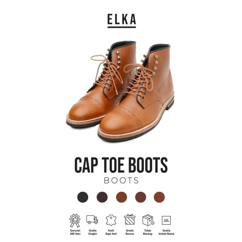 Promo Supervice Boots Sepatu Boots Cap Toe Kulit Asli Diskon