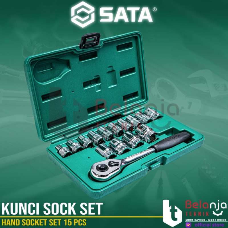 Jual Sata Hand Socket Set 15 Pcs 1/2 Inch 6 Pt Kunci Shock Sock Sok ...