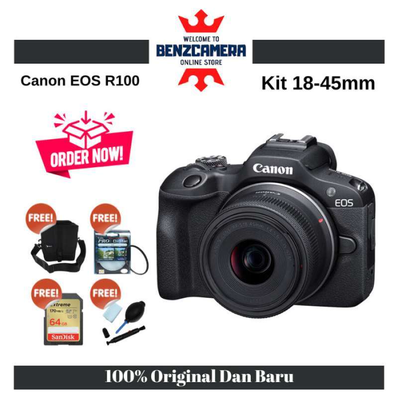 Promo Canon Eos R100 Kit 18-45mm Mirrorless Camera Diskon 23% Di Seller ...