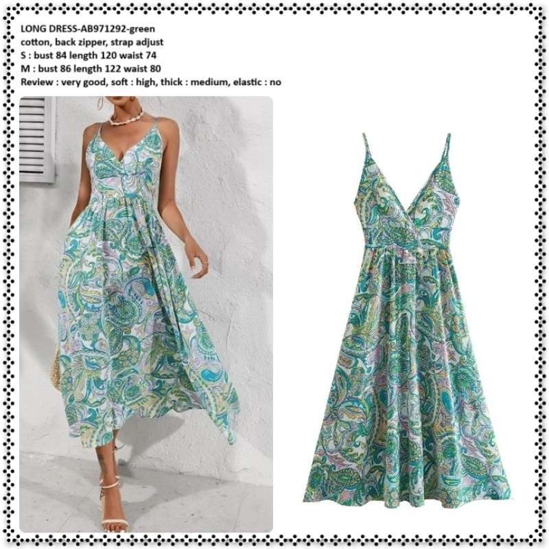 Jual Ab971292 Long Dress Midi Gaun Pesta Tali Tanpa Lengan Wanita Korea  Import Green Hijau Di Seller Amelie Butik - Wijaya Kusuma, Kota Jakarta  Barat | Blibli