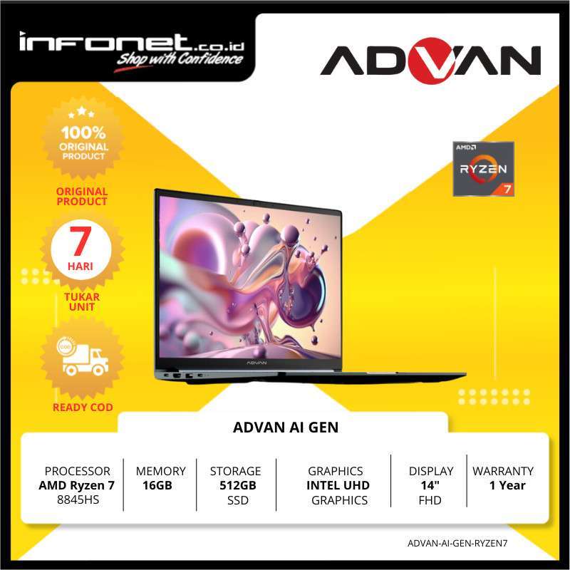 Promo Advan Laptop Ai Gen Ryzen 7 8845hs 16gb 512gb 14 Ips 100% Srgb ...