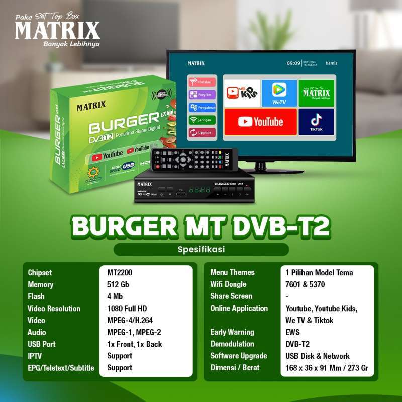 Jual Set Top Box Tv Digital Matrix Burger Hijau Stb Dvb T2 Hd Ews Di ...