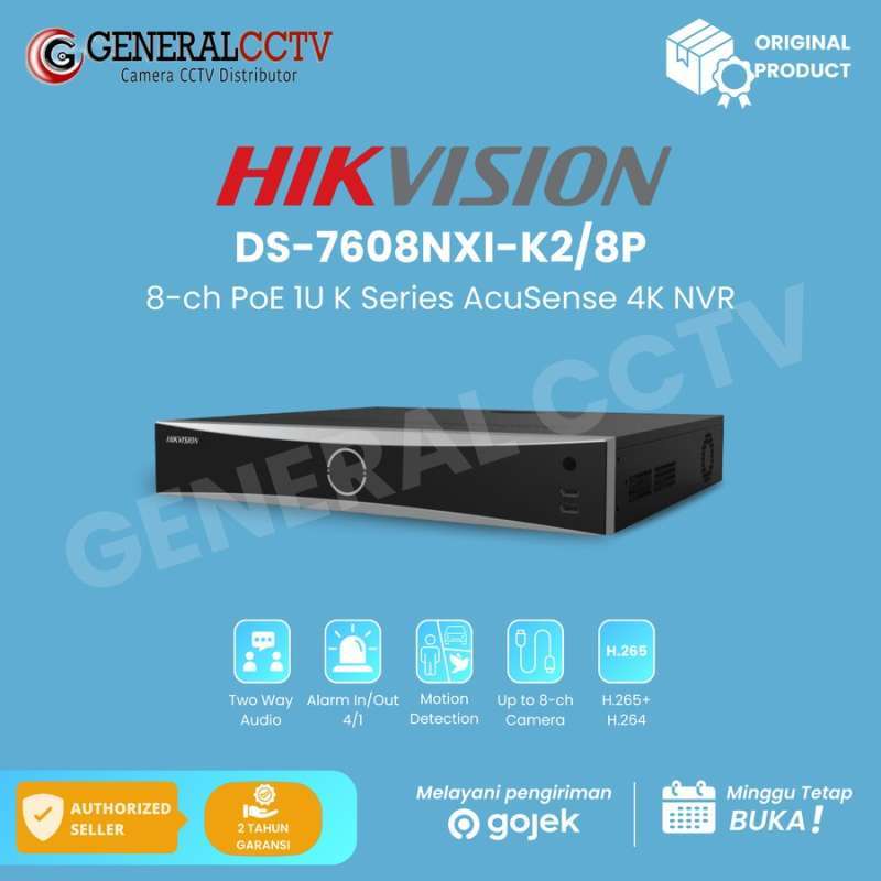 NVR HIKVISION DS-7608NXI-K2/8P 4K 8CH POE ACUSENSE SLOT HARDISK