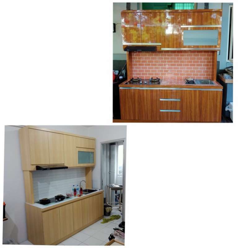 Promo Kitchen Set Wastafel Kompor Cooker Hood Rak Piring Hpl Diskon 23% ...