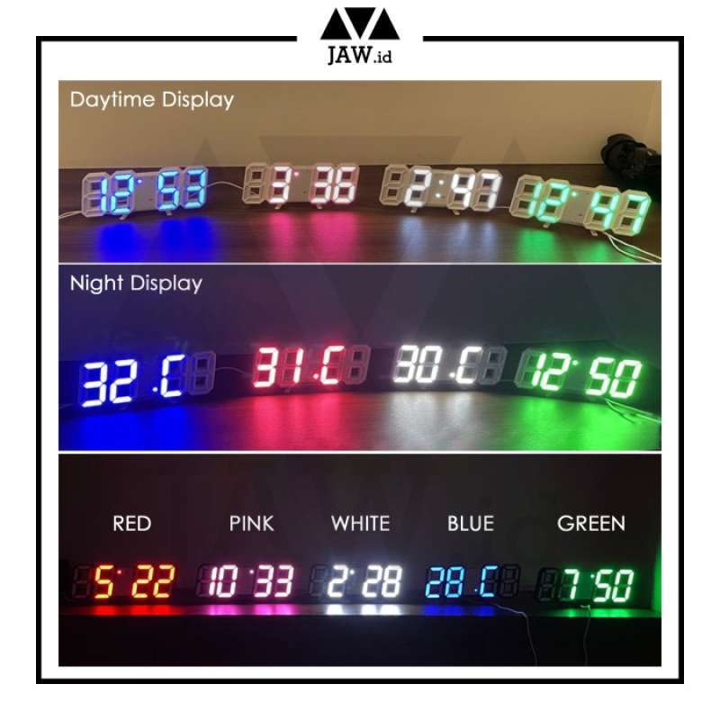 Jual Jaw.id Jam Dinding Led 3d / Jam Meja Digital Angka Modern ...