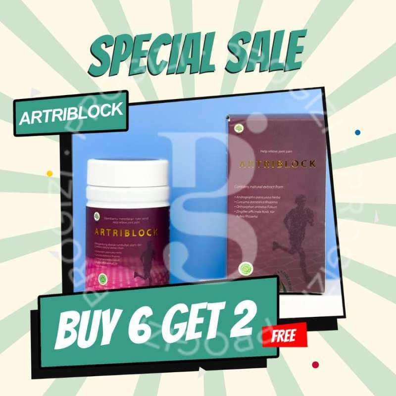 BUY 6 GET 2 FREE Artriblock Obat Herbal Alami Menghilangkan Nyeri Sendi Otot Tulang Lutut Asli Original 100% BPOM Artriblok