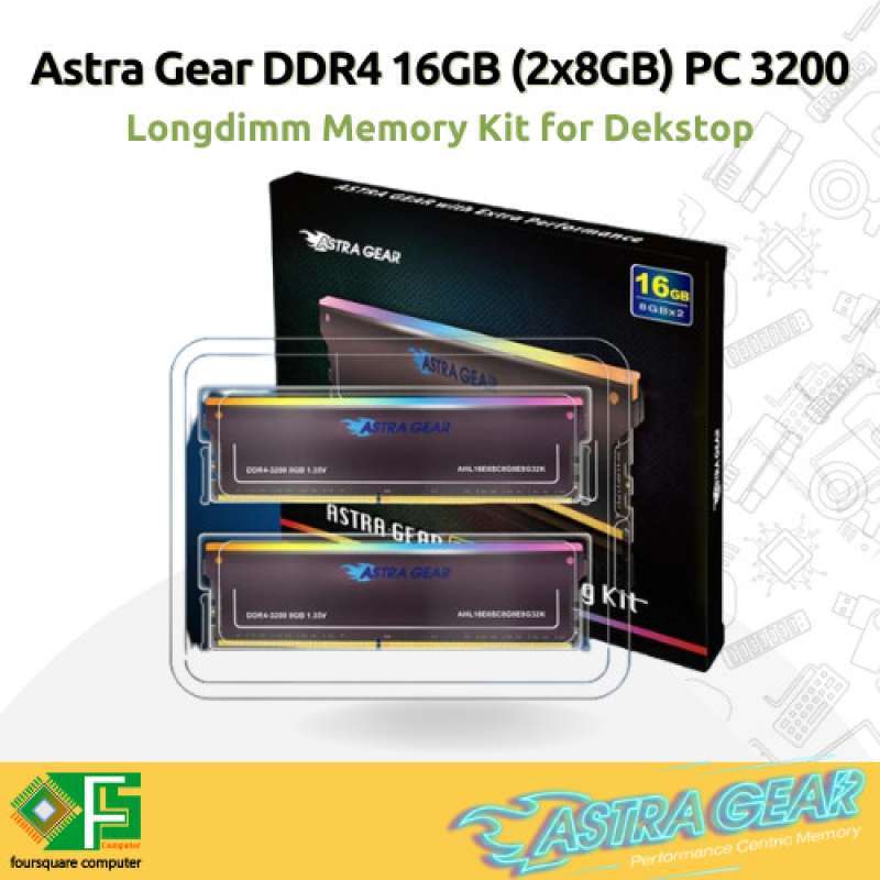 Ram Astra Gear DDR4 16GB 2x8GB PC 3200 Mhz RGB Gaming Memory Kit
