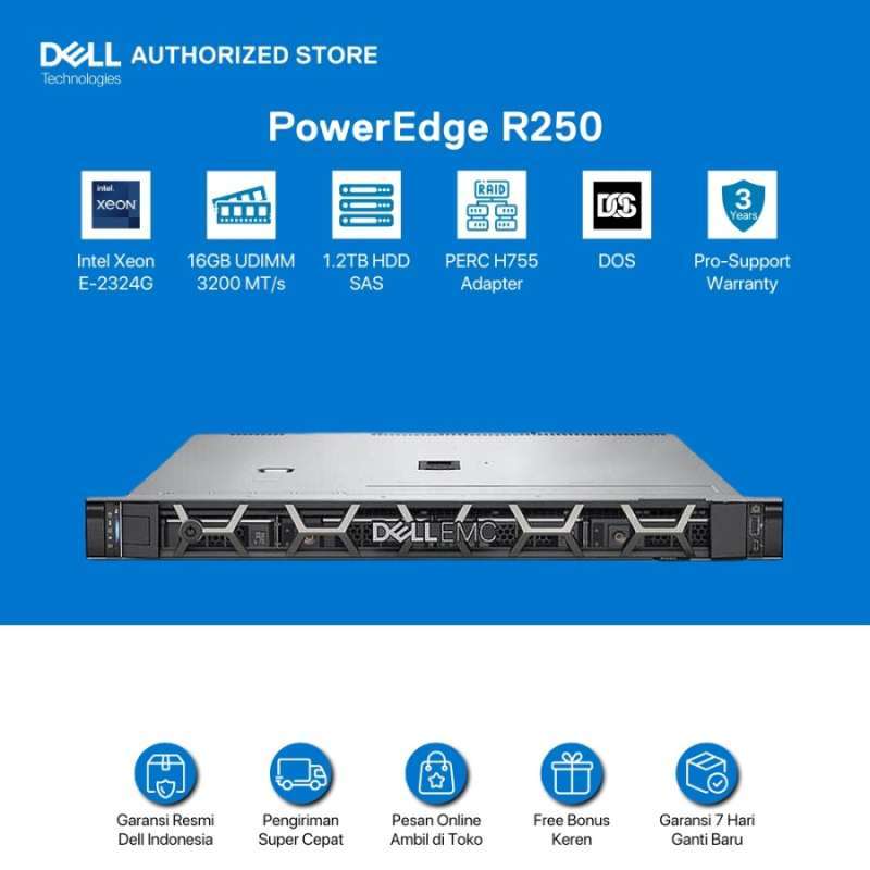 Jual Dell Poweredge R250 Server [e-2324g-16gb-1.2tb Sas-dos-3y] Dell ...