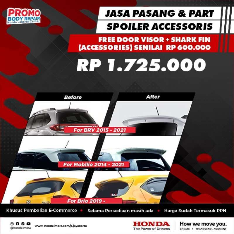 Promo Pasang Spoiler Bagasi Brio Satya Diskon 26% Di Seller Honda